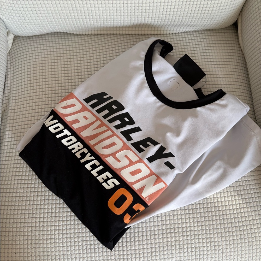 Harley‑Davidson Women’s White, Black & Orange Logo Tee